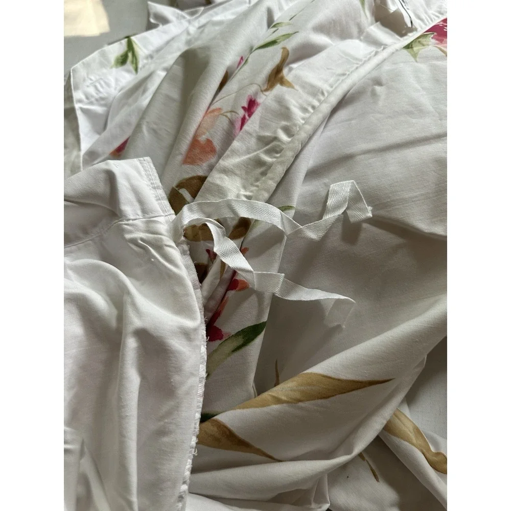 Vtg Coming Home Lands End King Duvet Cover Watercolor Tropical Floral Cotton NWT